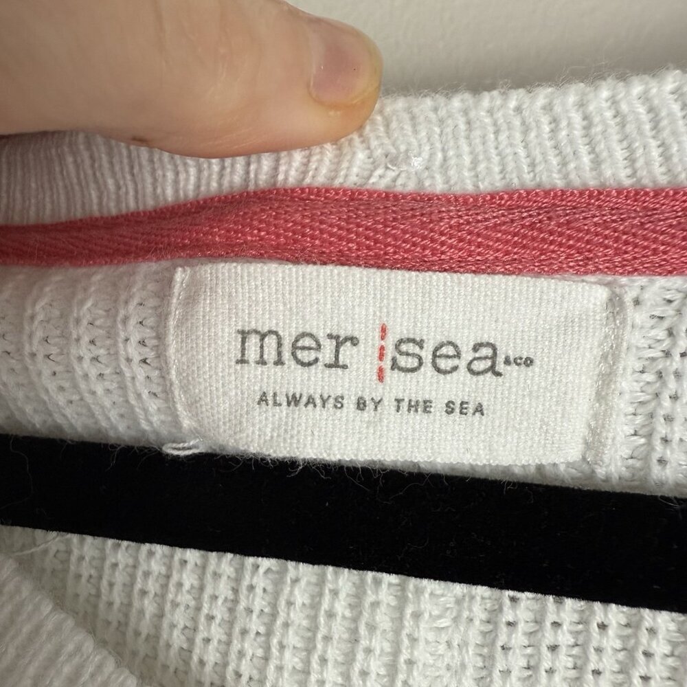 Mer Sea & Co Sweater Women's White Boxy Knit Mersea Mer-Sea Coastal Beach Nights - Picture 9 of 11